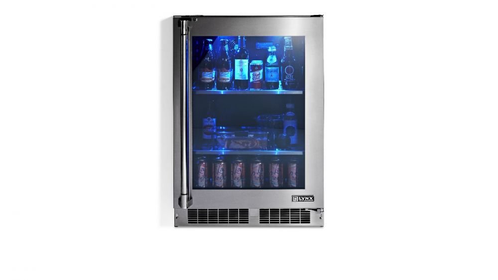 24" Outdoor Refrigerator with Glass Door, Right Hinge (LN24REFGR)