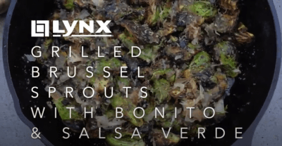 Grilled Brussel Sprouts with Bonito & Salsa Verde