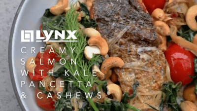 Creamy Salmon with Kale Pancetta & Cashews